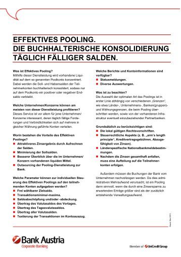 EFFEKTIVES POOLING. DIE BUCHHALTERISCHE - Bank Austria