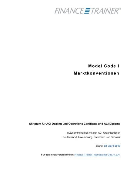 Model Code I Marktkonventionen - Finance Trainer