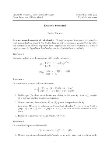 Examen terminal - ENS Cachan