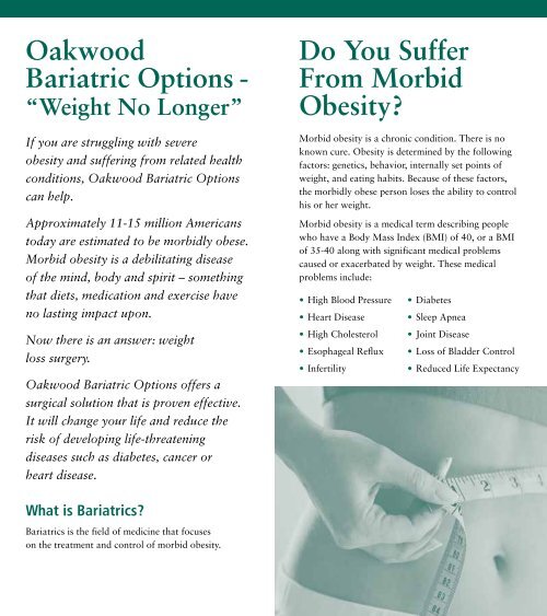 OAKWOOD BARIATRIC OPTIONS - Oakwood Healthcare System