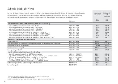 Preise Cabrio - Wiesenthal