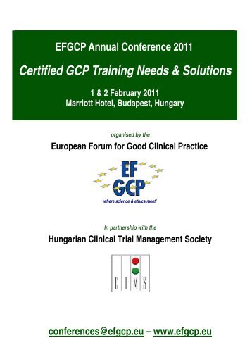 Programme - European Forum for Good Clinical Practice
