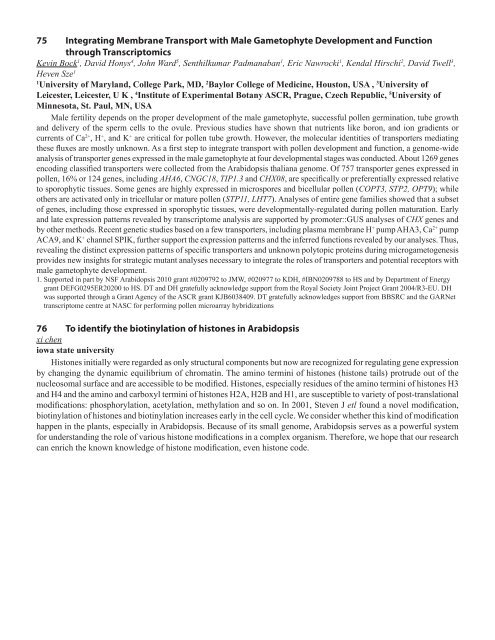 75 Integrating Membrane Transport with Male Gametophyte ... - TAIR