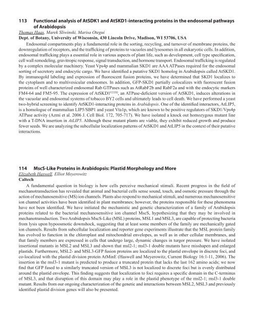 75 Integrating Membrane Transport with Male Gametophyte ... - TAIR