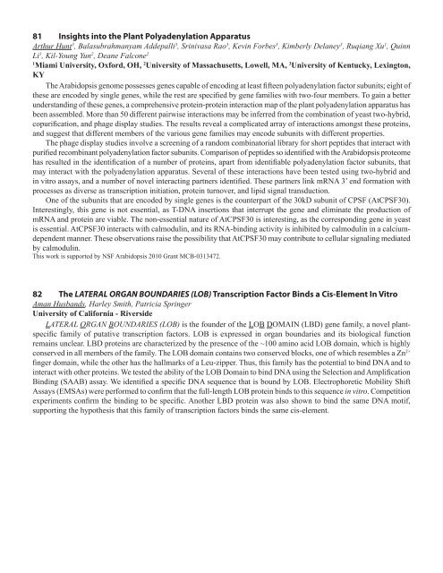 75 Integrating Membrane Transport with Male Gametophyte ... - TAIR