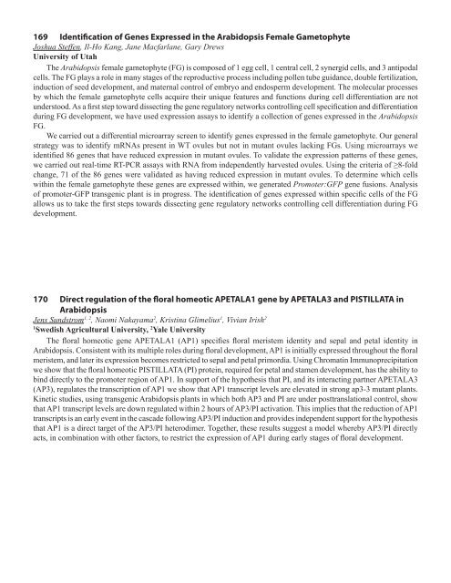 75 Integrating Membrane Transport with Male Gametophyte ... - TAIR