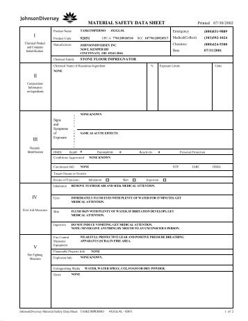 TASKI IMPERMO 4X1GL/4L (US Institutional MSDS 92051 )