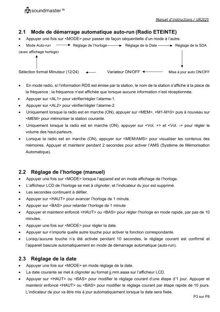 Die Bedienungsanleitung fÃ¼r das Soundmaster UR 2025 finden Sie