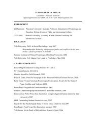 Levy Paluck CV June 2011 - Department of Psychology - Princeton ...