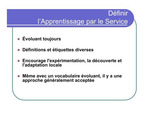 l'Apprentissage par le Service Communautaire au Canada