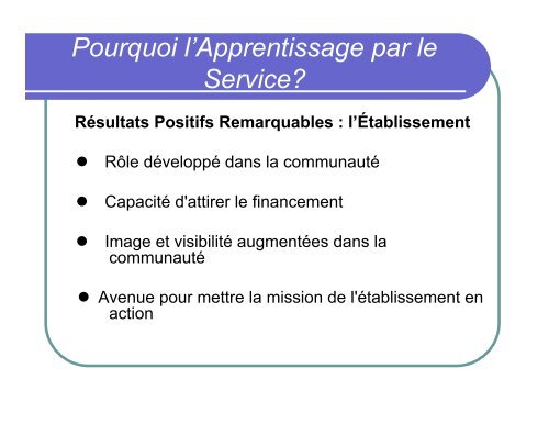 l'Apprentissage par le Service Communautaire au Canada