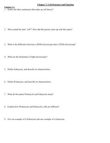 Chapter 7: Cell Structure and Function - Beachwood City Schools