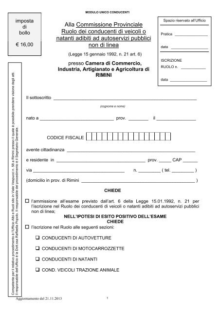 modulo unico - Camera di Commercio di Rimini