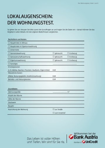 LOKALAUGENSCHEIN: DER WOHNUNGSTEST.