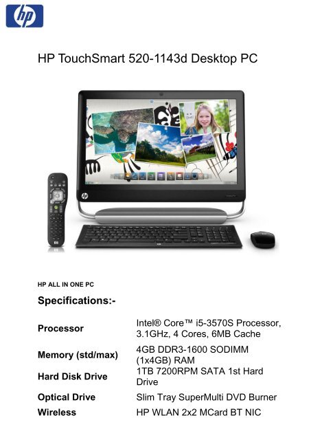 HP TouchSmart 520-1143d Desktop PC