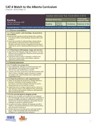 CATâ4 Match to the Alberta Curriculum - Canadian Test Centre