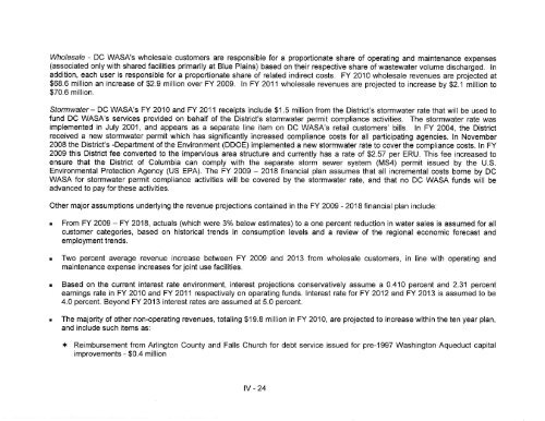 Hist and Proj Operating Receipts FY 2011 2 17 2010 - DC Water