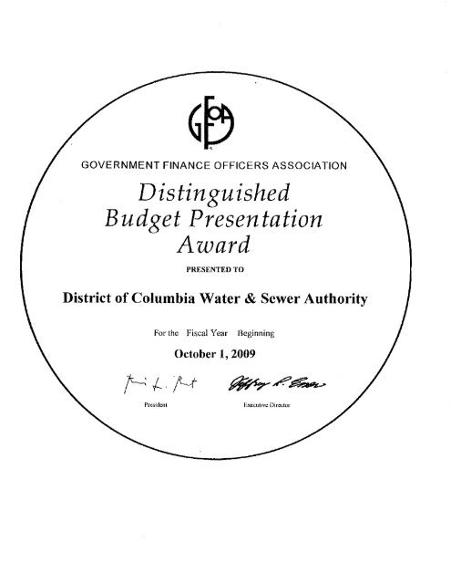 Hist and Proj Operating Receipts FY 2011 2 17 2010 - DC Water