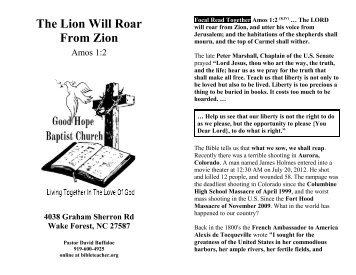 The Lion Roars: Amos 1:2 - Bibleteacher.org