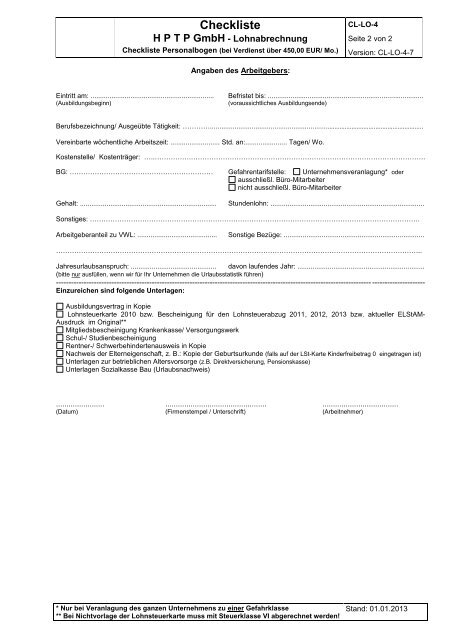 Personalbogen - HPTP GmbH