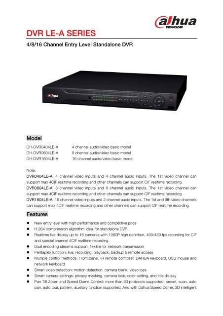 DVR LE-A SERIES - GTO Security Technologies