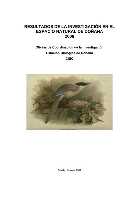 resultados de la investigaciÃ³n en el espacio natural de doÃ±ana 2008