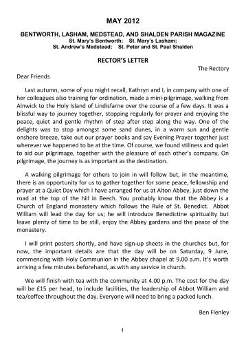 MAY 2012 RECTOR'S LETTER - Bentworth