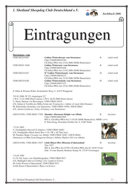 1. Shetland Sheepdog Club Deutschland e.V.