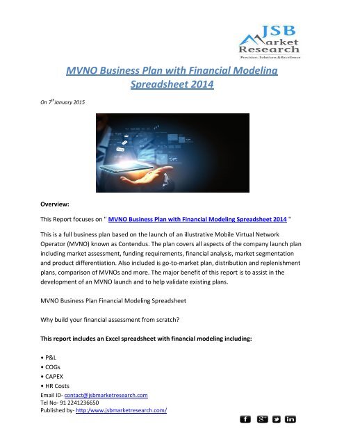 JSB Market Research: MVNO Business Plan with Financial Modeling Spreadsheet 2014