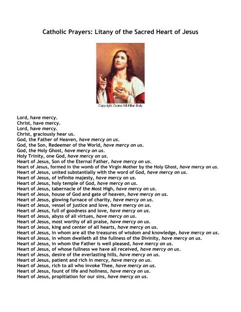 Litany of the Sacred Heart of Jesus - St. Charles Borromeo Catholic ...