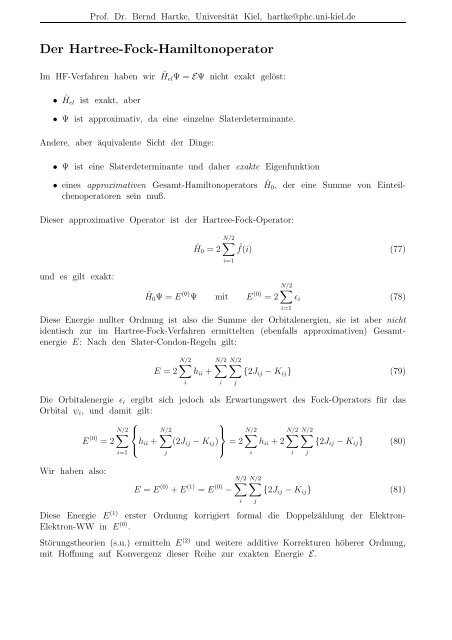 Theoretische Chemie I: Quantenchemie