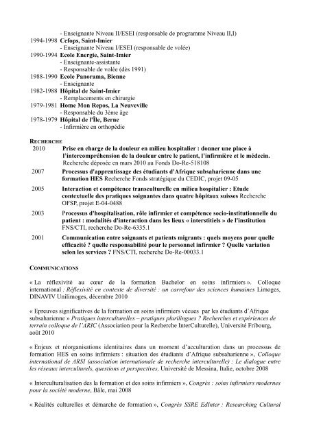 Curriculum vitae - Université de Genève