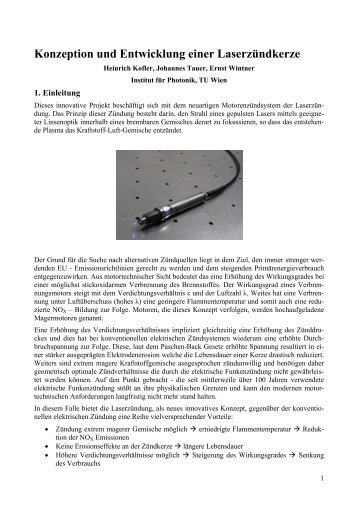 Konzeption und Entwicklung einer Laserzündkerze