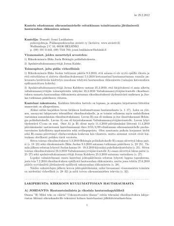 ke 29.2.2012 Kantelu eduskunnan oikeusasiamiehelle esitutkinnan ...