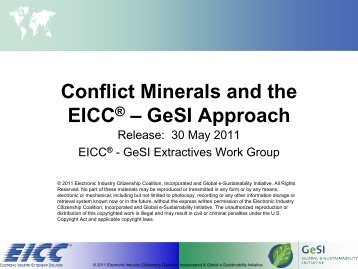 Conflict Minerals and the EICC ® –GeSI Approach - Electronic ...