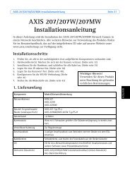 AXIS 207/207W/207MW Installationsanleitung - Onedirect