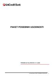 PAKET POSEBNIH UGODNOSTI - UniCredit Banka Slovenija dd