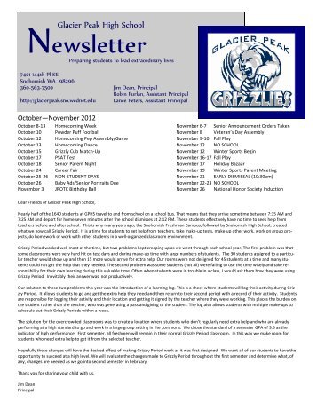 October/November 2012 Newsletter - Glacier Peak High School