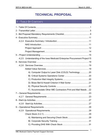 04-085 Technical Proposal - Iowa Medicaid Enterprise