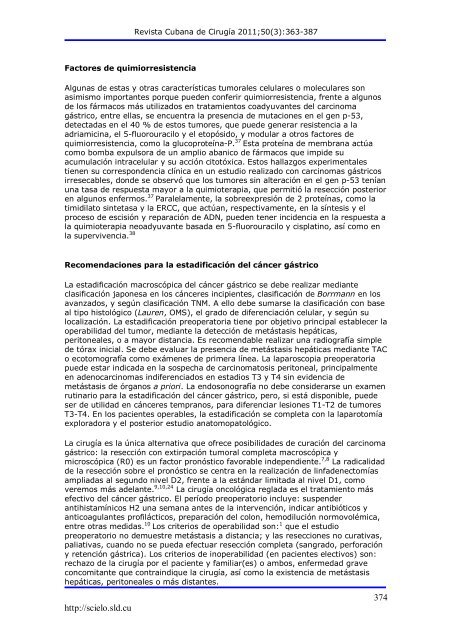 Factores pronósticos relacionados con el cáncer gástrico - SciELO