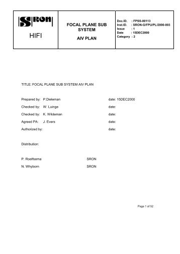 title: focal plane sub system aiv plan - SRON