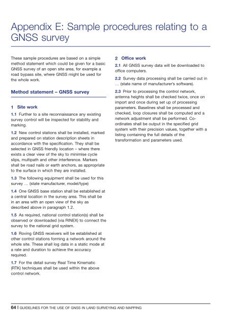 Guidelines for the use of GNSS in surveying and mapping