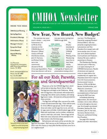 CMHOA Newsletter - Cat Mountain Villas Homeowners Association