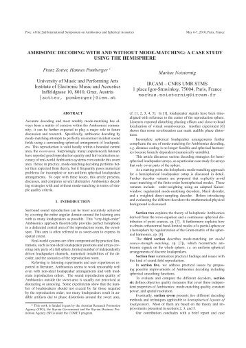 AMBISONIC DECODING WITH AND WITHOUT MODE-MATCHING ...