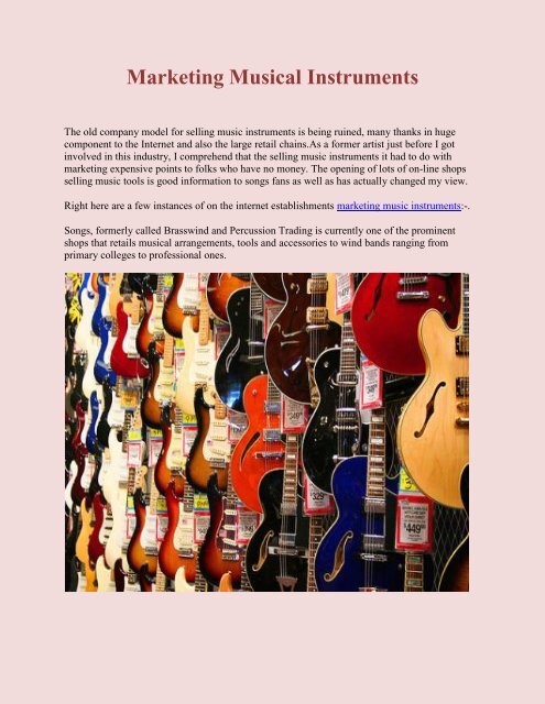 Selling Instruments Marketing Musical Instruments