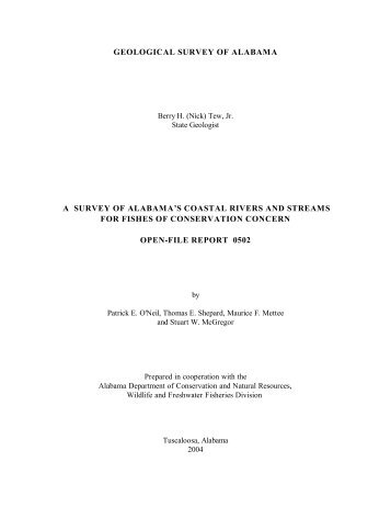 A Survey of Alabama's Coastal Rivers and Streams for Fish of ...
