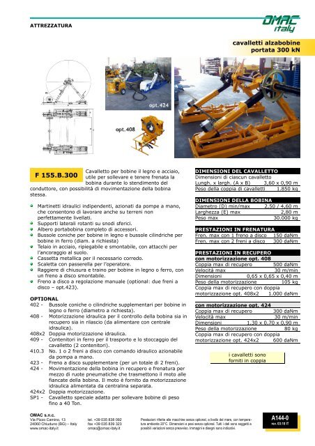 CARRELLI E CAVALLETTI PER BOBINE BOBINE E FUNI - Omac