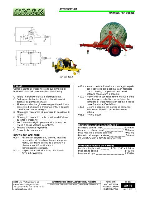 CARRELLI E CAVALLETTI PER BOBINE BOBINE E FUNI - Omac