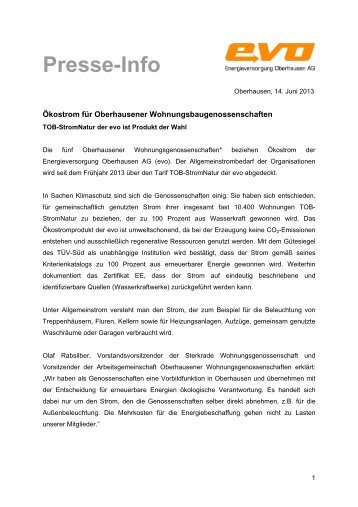 Presse-Info - EVO Energieversorgung Oberhausen AG