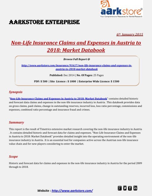 Aarkstore - Non-Life Insurance Claims and Expenses in Austria to 2018